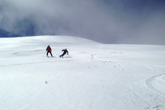 mountain skiing or skimo course